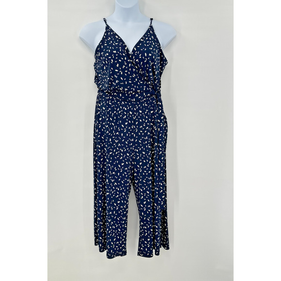 Kaileigh Jumpsuit XXL‎ Navy Blue Tank Top Pants Resort Vacation Cruise Flowy - Picture 1 of 10